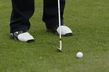 Image showing Male golfer playing golf