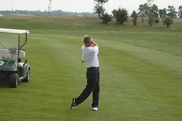 Image showing Male golfer playing golf