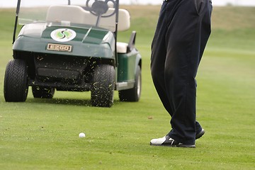 Image showing Male golfer playing golf