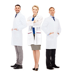 Image showing group of smiling doctors in white coats