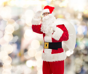 Image showing man in costume of santa claus with bag