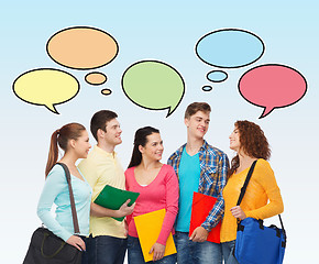 Image showing group of smiling students with text bubbles