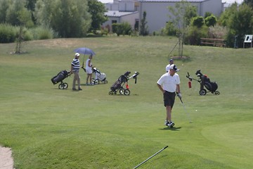 Image showing Golfers in golf course