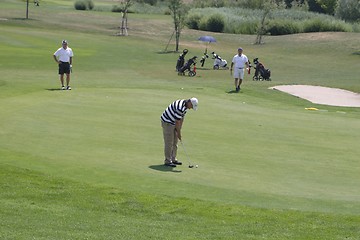 Image showing Golfers in golf course