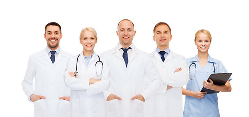 Image showing group of doctors with stethoscopes and clipboard