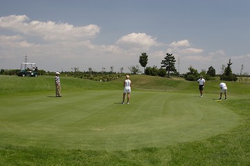 Image showing Golfers in golf course