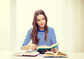 Image showing concentrated student girl with books