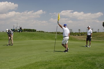 Image showing Golfers in golf course