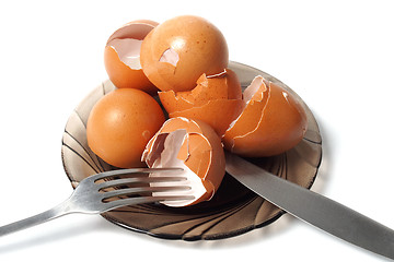 Image showing Dish with egg shells