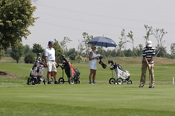 Image showing Golfers in golf course