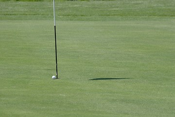 Image showing Golf ball on golf green