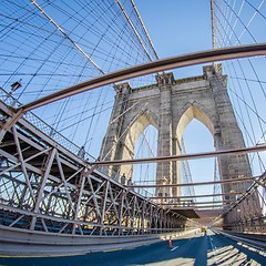 Image showing brooklyn bridge and new york city manhattan skyline