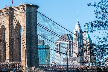 Image showing brooklyn bridge and new york city manhattan skyline