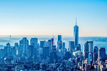 Image showing New York City Manhattan midtown aerial panorama view with skyscr