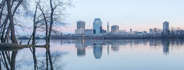 Image showing springfield massachusetts city skyline early morning