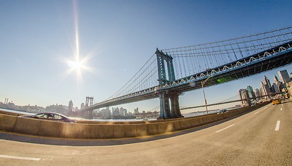 Image showing new york city manhattan bridge and skyline