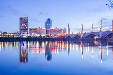 Image showing springfield massachusetts city skyline early morning