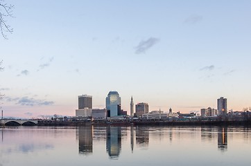 Image showing springfield massachusetts city skyline early morning