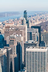 Image showing New York City Manhattan midtown aerial panorama view with skyscr