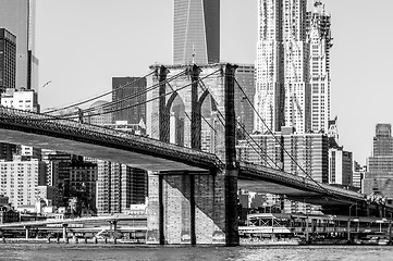 Image showing brooklyn bridge and new york city manhattan skyline