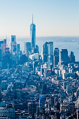 Image showing New York City Manhattan midtown aerial panorama view with skyscr
