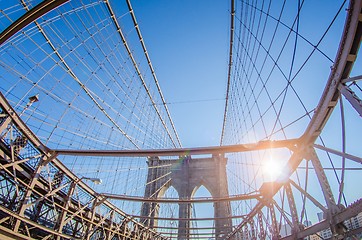 Image showing brooklyn bridge and new york city manhattan skyline