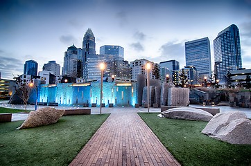 Image showing  new Romare-Bearden park in uptown Charlotte North Carolina earl