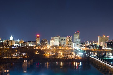 Image showing harrisburg pennsylvania skyline at night