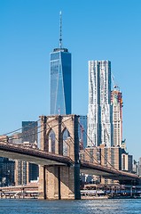 Image showing brooklyn bridge and new york city manhattan skyline