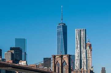 Image showing brooklyn bridge and new york city manhattan skyline