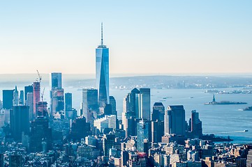 Image showing New York City Manhattan midtown aerial panorama view with skyscr