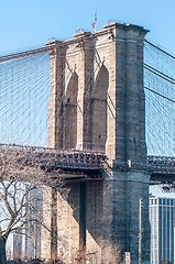 Image showing brooklyn bridge and new york city manhattan skyline