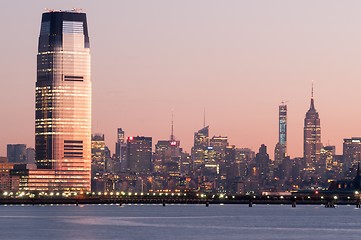 Image showing Jersey city and New York City  with Manhattan Skyline over Hudso