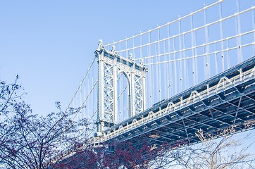 Image showing new york city manhattan bridge and skyline