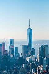 Image showing New York City Manhattan midtown aerial panorama view with skyscr