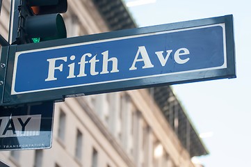 Image showing Signpost with Fifth Avenue in New York