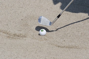 Image showing Golf club with golf ball