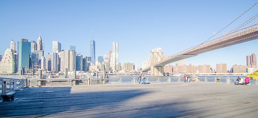 Image showing new york city manhattan bridge and skyline