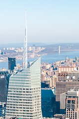 Image showing New York City Manhattan midtown aerial panorama view with skyscr