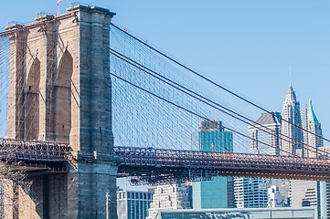 Image showing brooklyn bridge and new york city manhattan skyline