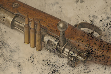 Image showing carbine with ammunition