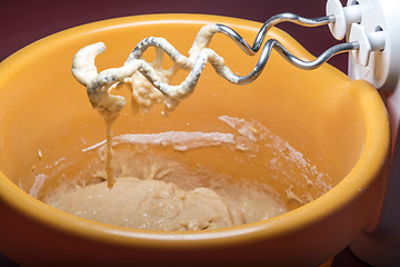 Image showing Kneading a dough with a machine 