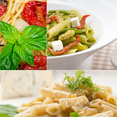 Image showing collection of different type of Italian pasta collage