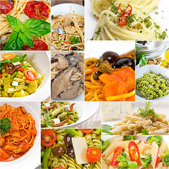 Image showing collection of different type of Italian pasta collage