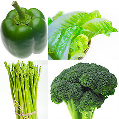 Image showing green healthy food collage collection