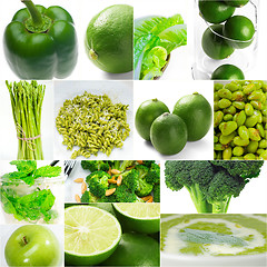 Image showing green healthy food collage collection