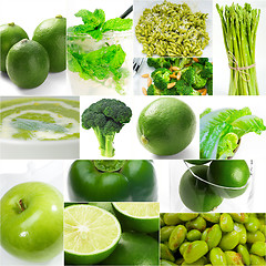 Image showing green healthy food collage collection