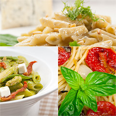 Image showing collection of different type of Italian pasta collage