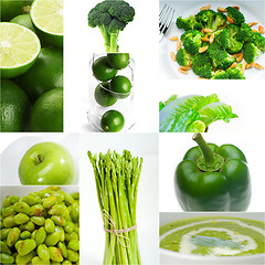 Image showing green healthy food collage collection