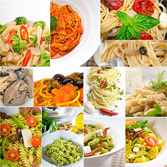 Image showing collection of different type of Italian pasta collage